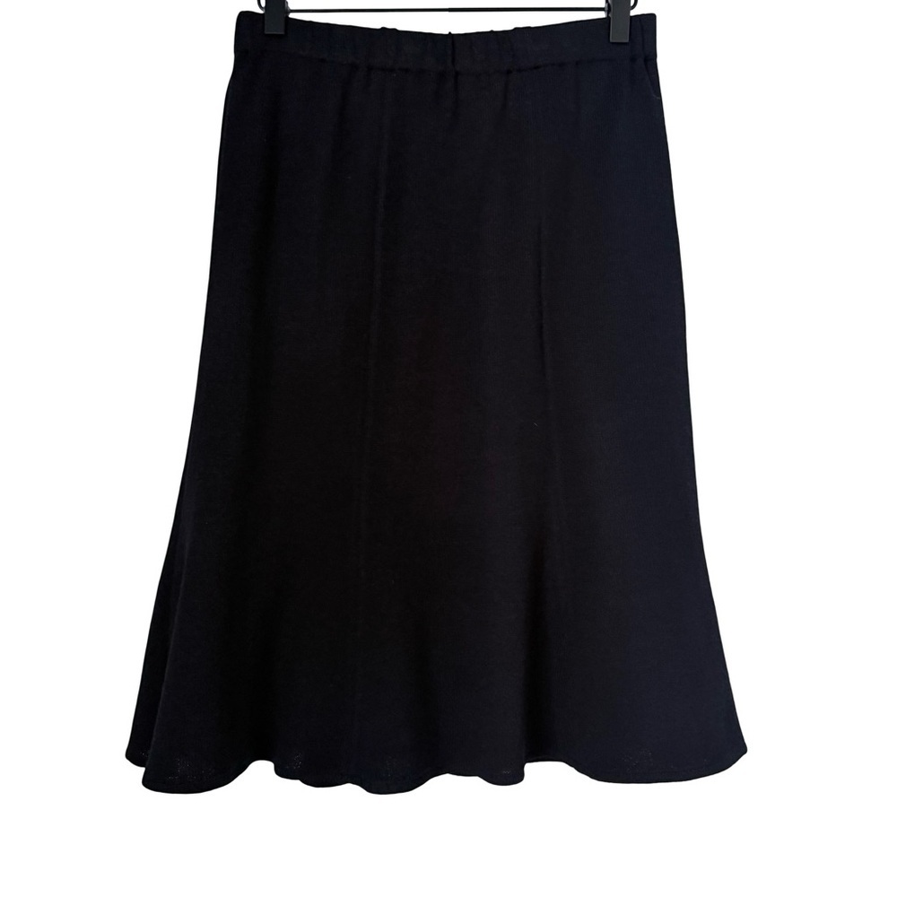St. John Santana Knit Flounce Skirt Sz 6 Black
